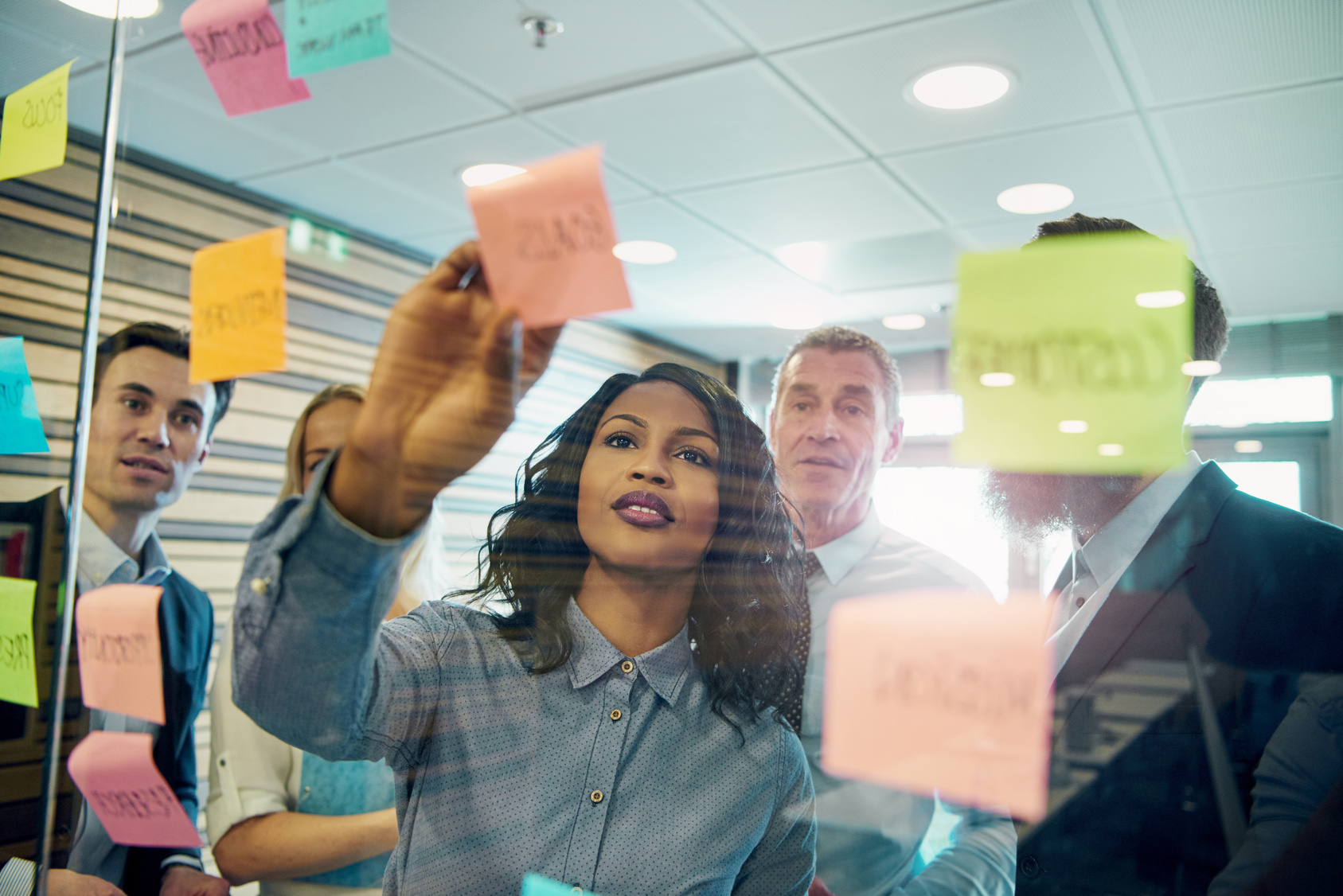 Woman with sticky notes